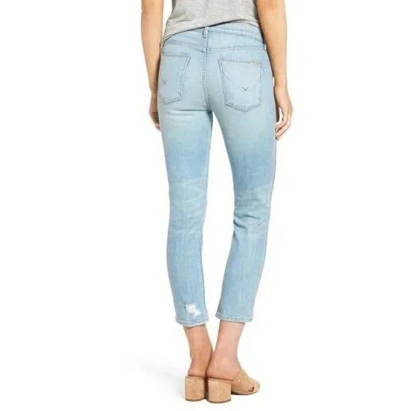 HUDSON JEANS Blue Distressed Crop Skinny Jeans - Picture 2 of 12